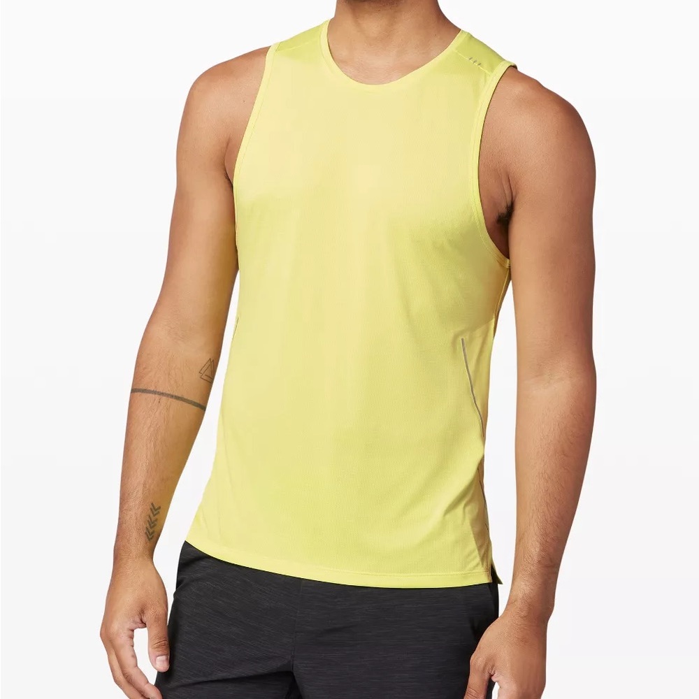 Lululemon Fast and Free Yellow Sleeveless Shirt, Men’s Size M/L